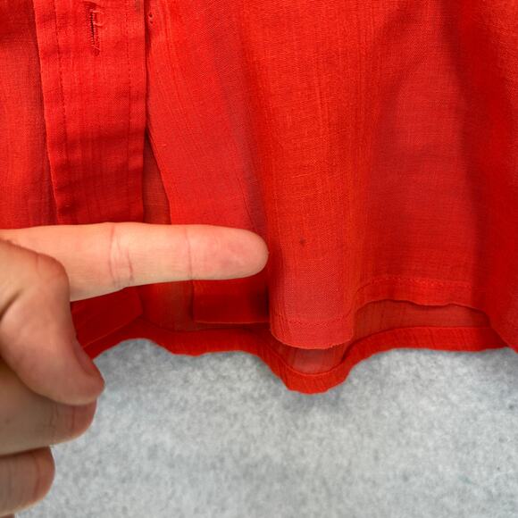 Vintage Loubella Extendables Blouse Womens Size 10/11 Red Sheer Red Button Up - Picture 10 of 15